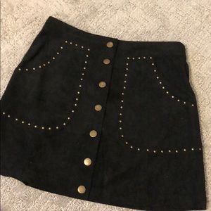 caroline studded skirt//black suede//medium
